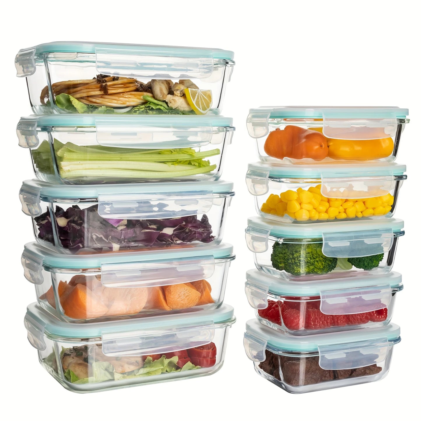 Airtight Glass Food Storage Containers 10 Piece Set