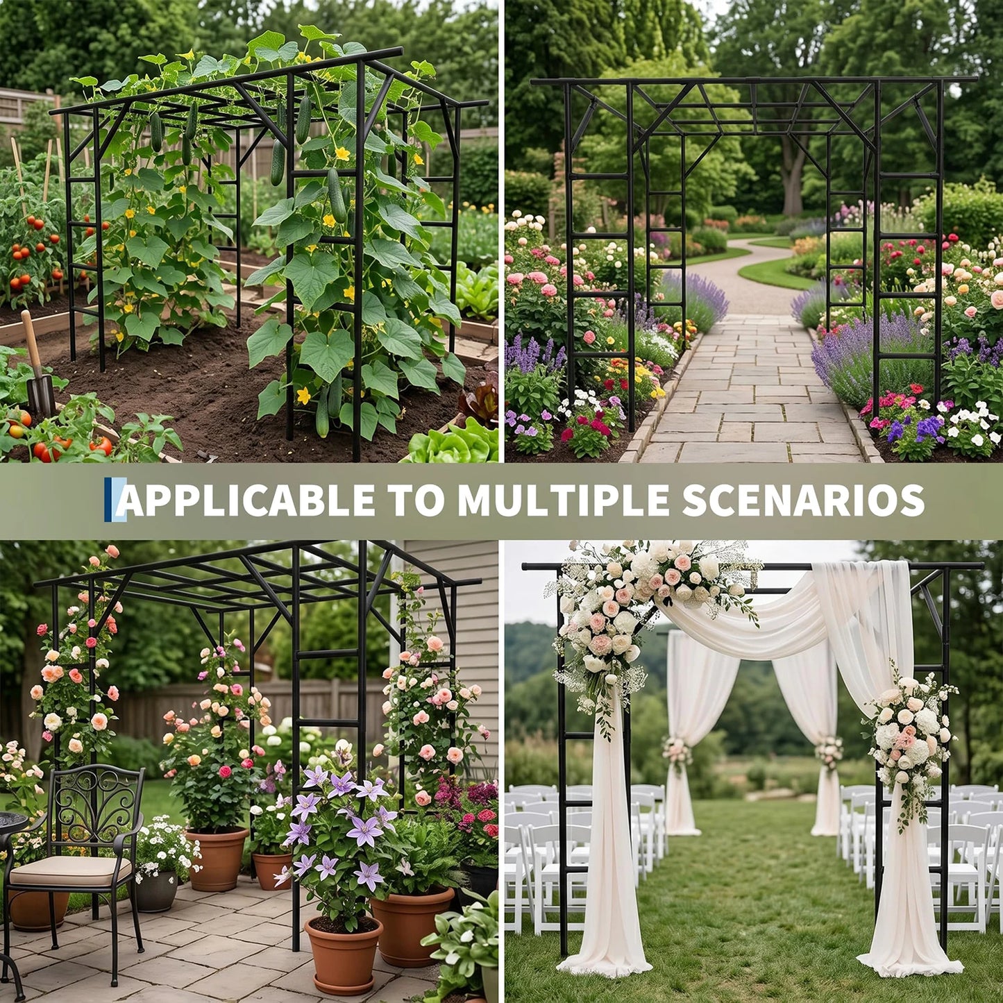 HiMISS Garden Arch Trellis Heavy Duty Metal For Climbing Plants