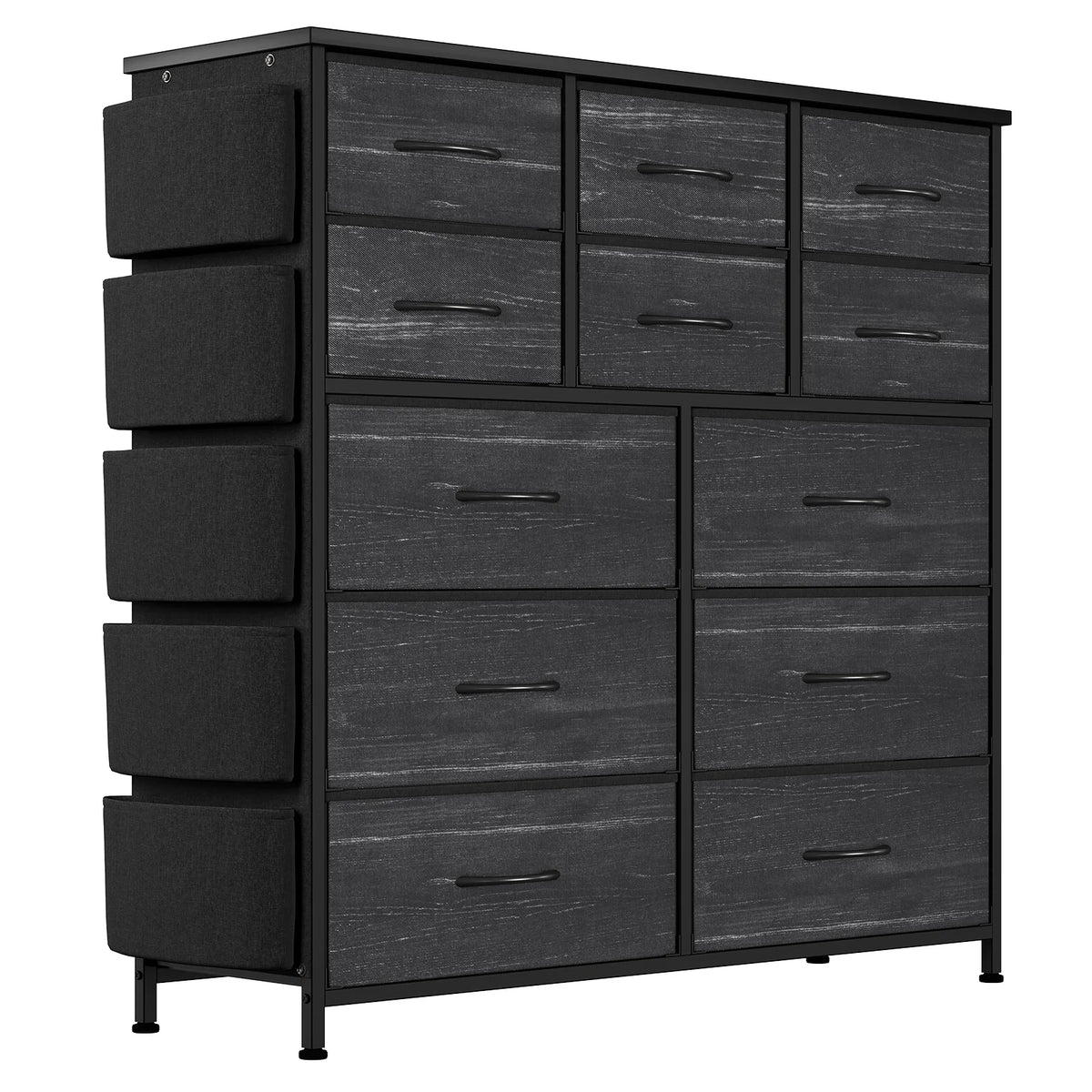 HiMISS 12 Drawer Dresser With Metal Frame And Wood Top