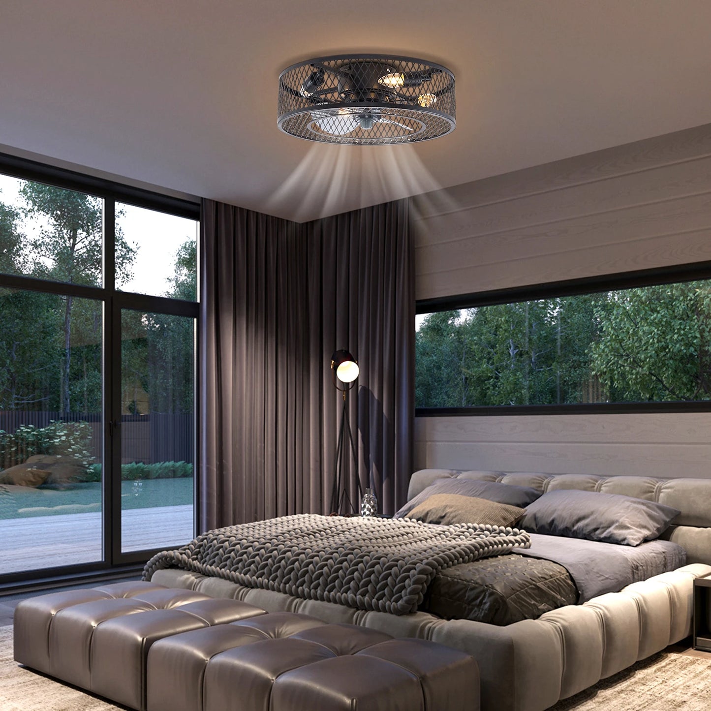 Low Profile Ceiling Fan With LED Light Kit And Remote