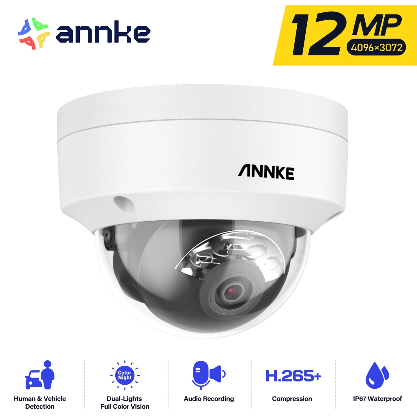 ANNKE 12MP Outdoor PoE Security Camera With Dual Light Night Vision