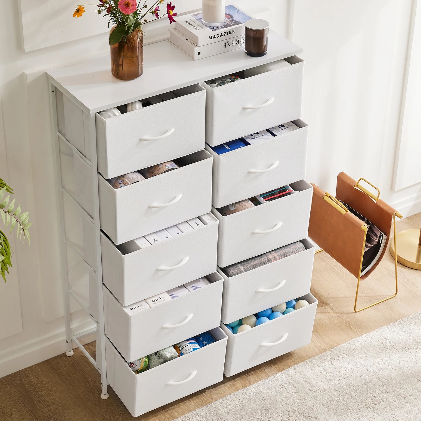 JHK Wardrobe Cabinet With Fabric Drawers Storage Chest Bedroom