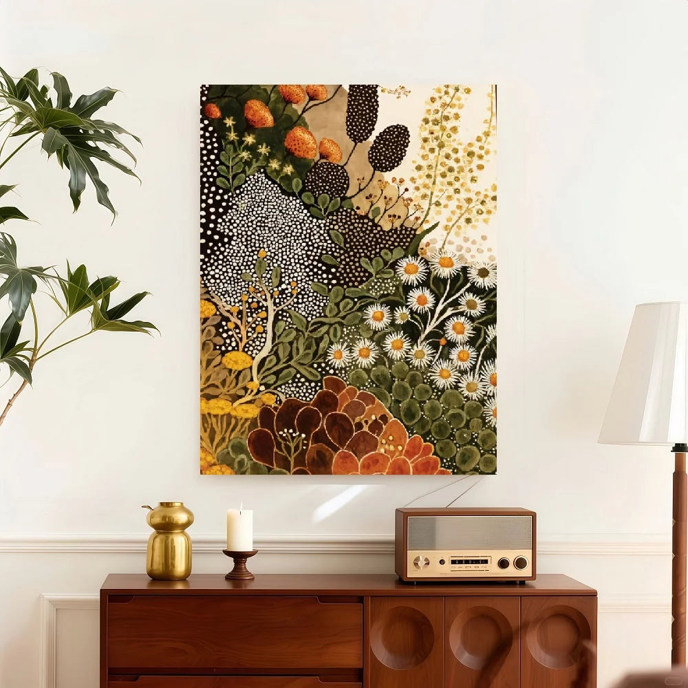 Framed Modern Abstract Botanical Wall Art Canvas Painting