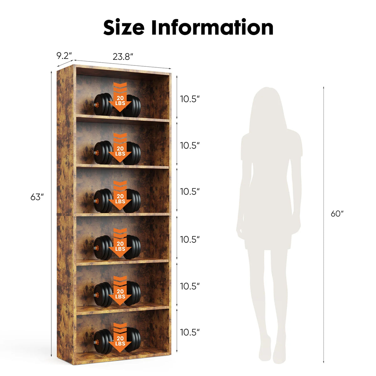 JHK Modern Wooden Bookcase Floor Standing Open Shelf Storage Unit