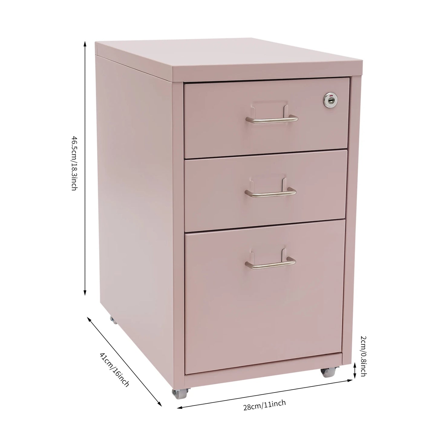 Bymaocar 3 Tier Vertical Metal File Cabinet With Lock Mobile