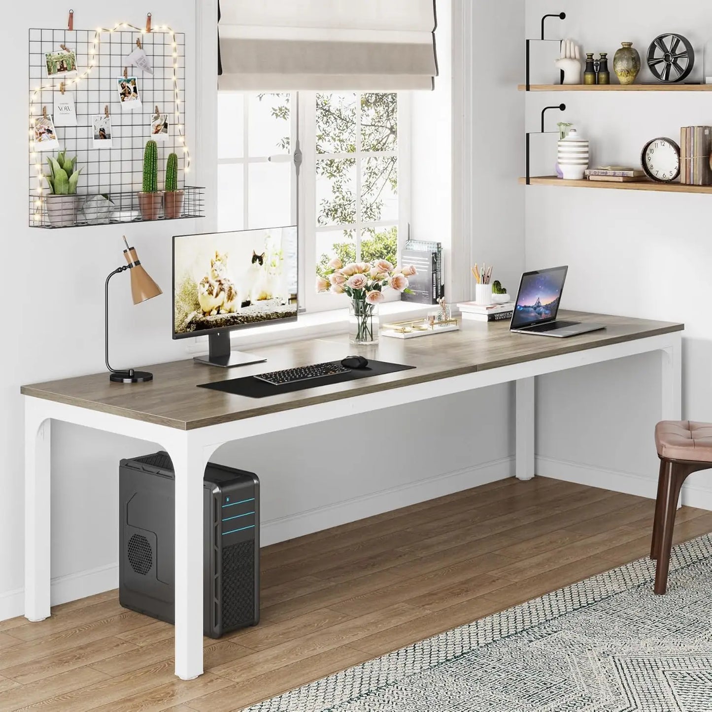 Little Tree Dual Person Computer Desk For Home Office Workspace