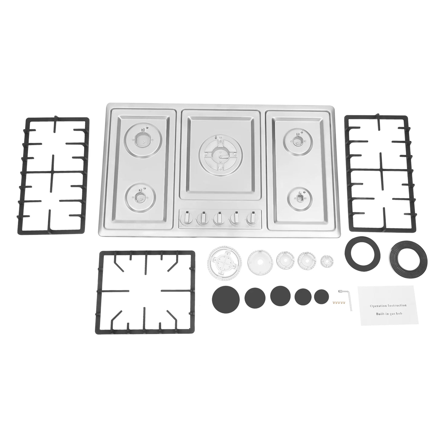 Sweetmile 5 Burner Built In Gas Cooktop Stainless Steel Natural Gas Propane