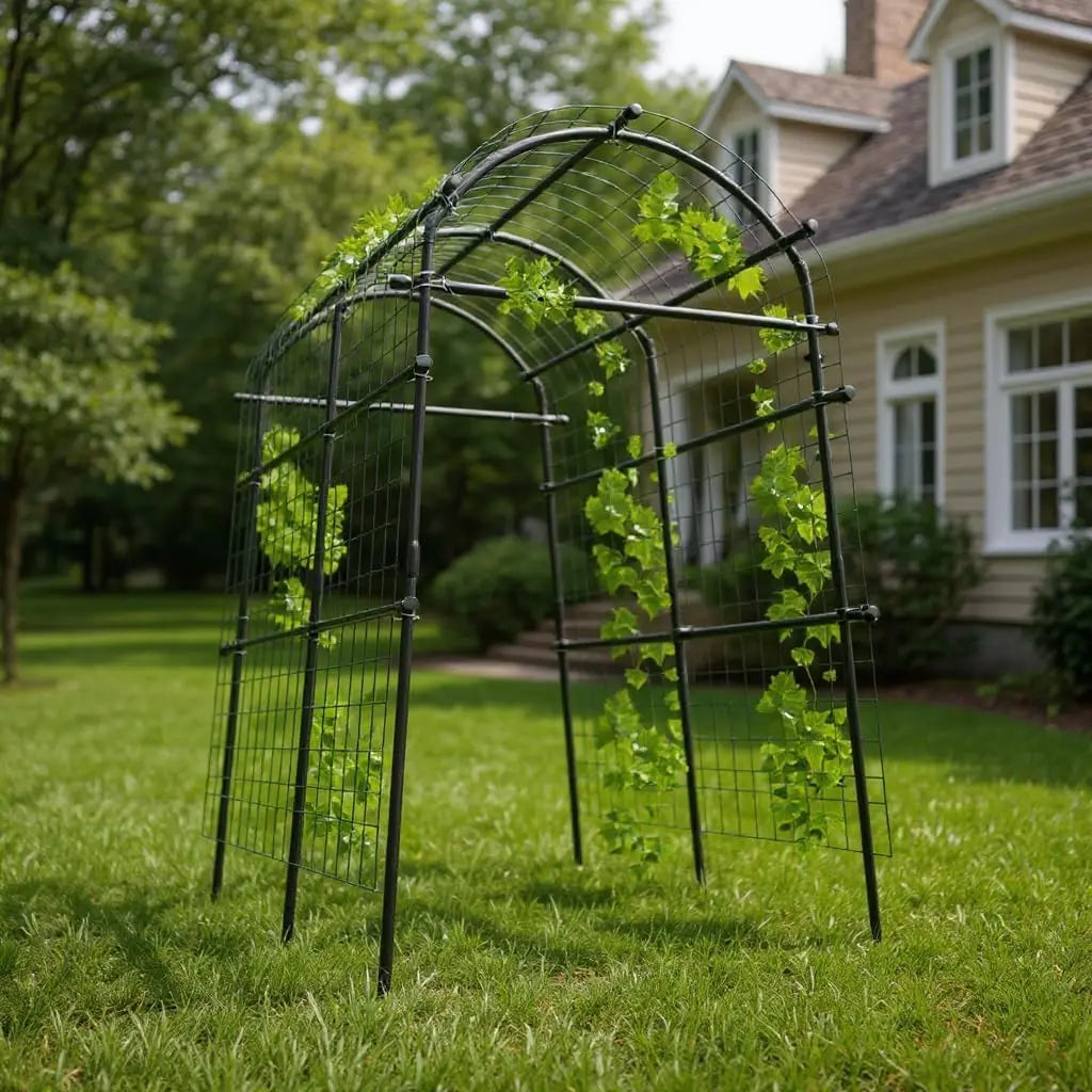 Sturdy Metal Garden Arch Trellis For Climbing Vegetable Plants