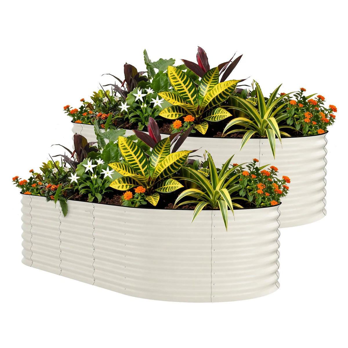 HiMISS Rustproof Galvanized Steel Raised Garden Planter Box Set
