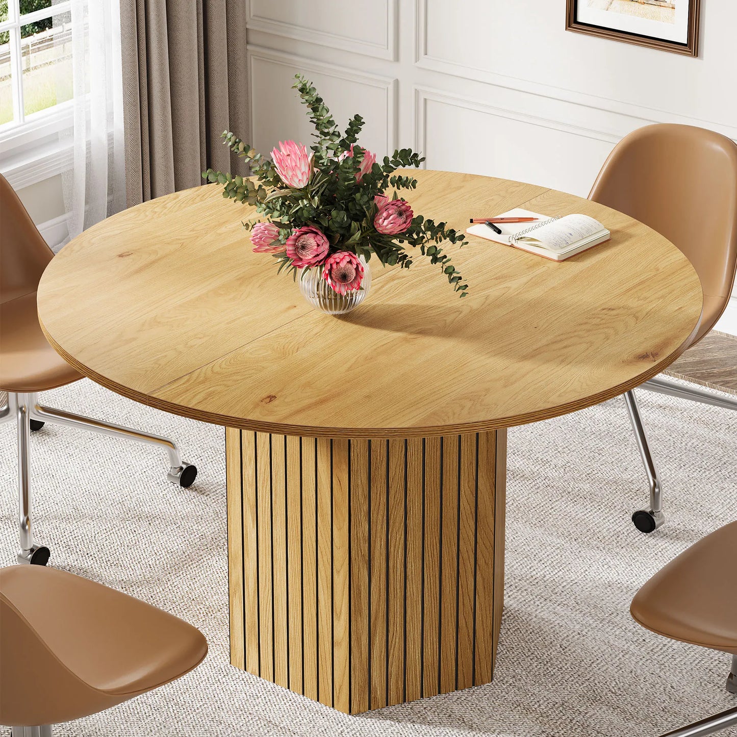 Tribesigns Round Conference Table For 4 To 6 People Office