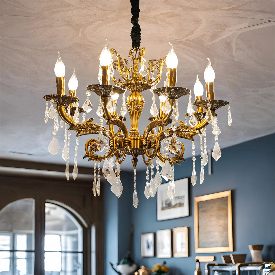 Vrygle Antique Bronze LED Candle Pendant Light Fixture Six Bulbs