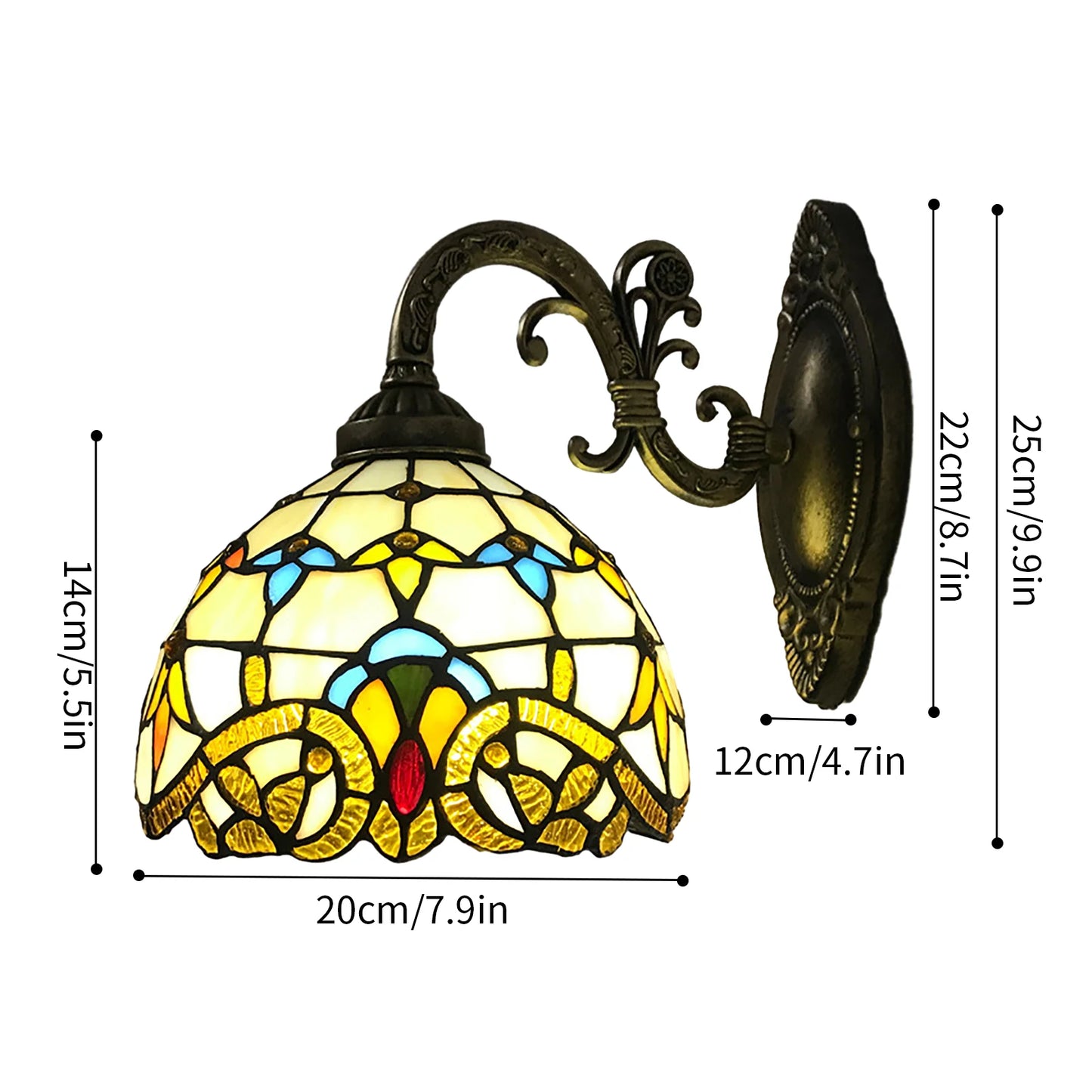 Tiffany Style Vintage Dome Wall Lamp For Living Room