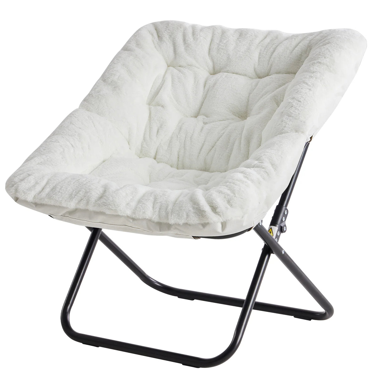 JHK Foldable Swivel Saucer Chair With Padded Fabric Seat