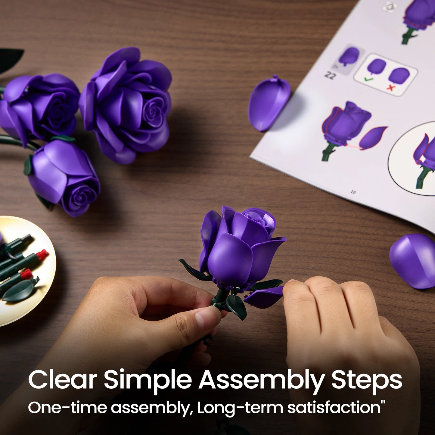 Purple Roses Artificial Bouquet For Home Decor And Valentines Gift