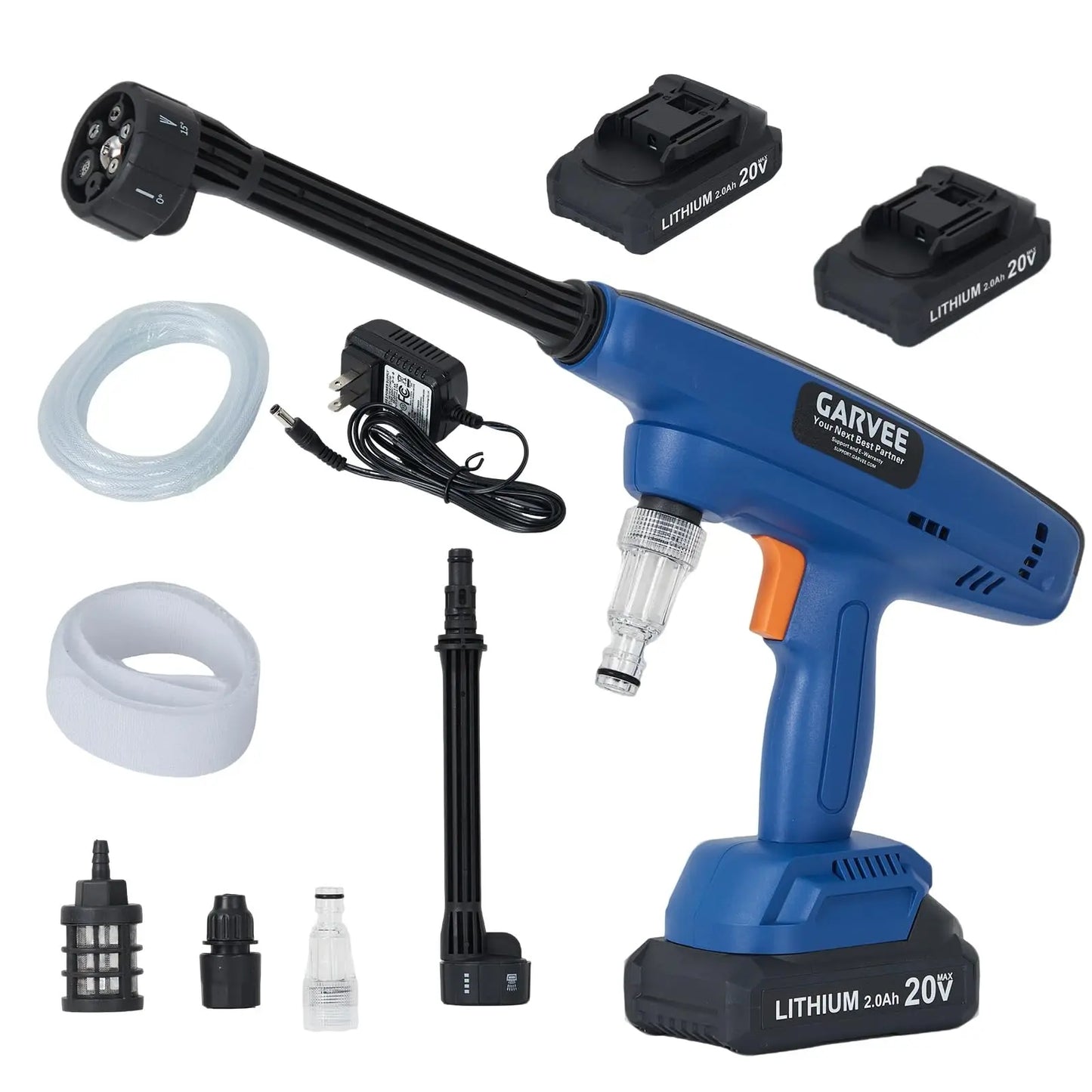 HiMISS Cordless Portable Pressure Washer 2 Batteries 6-In-1 Nozzle