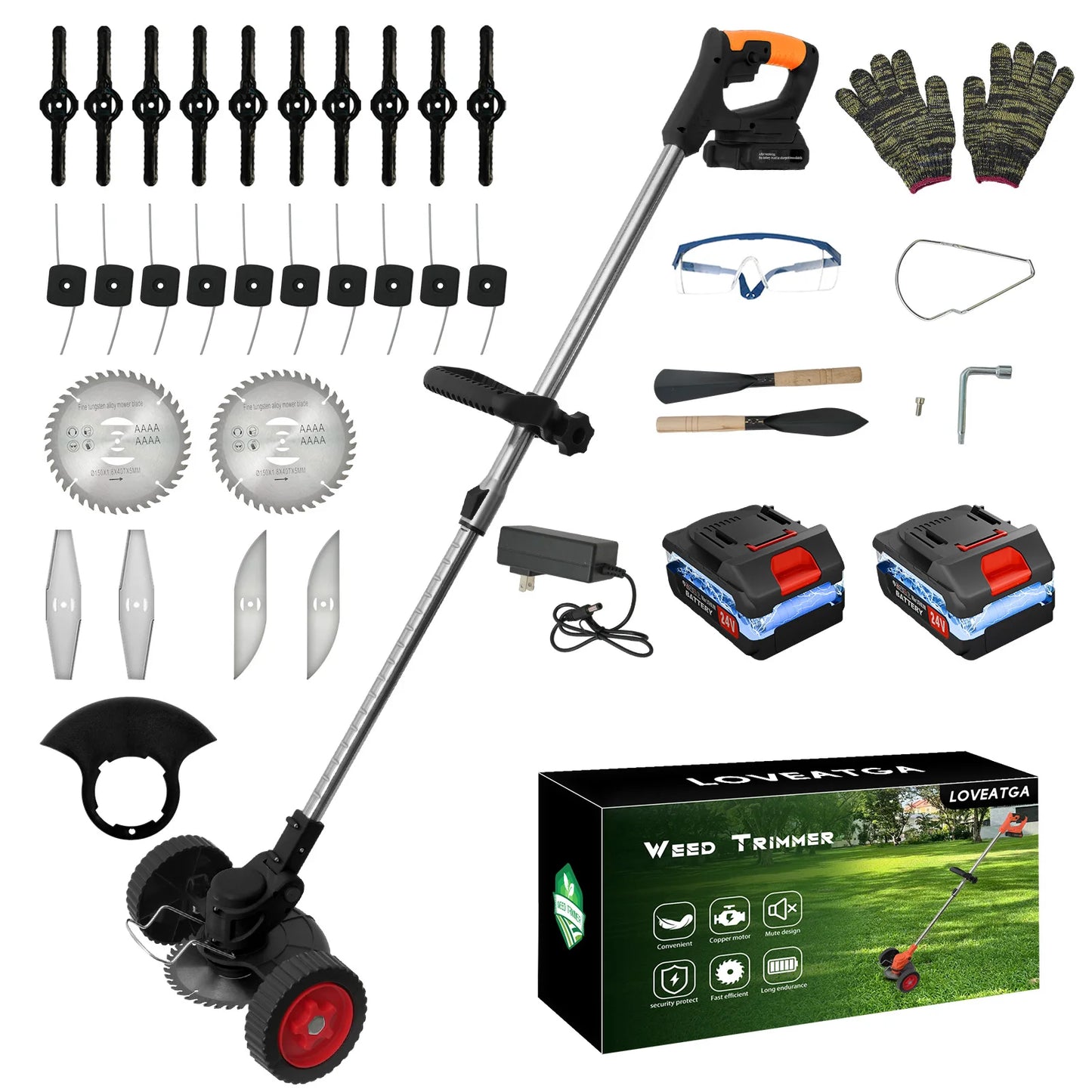 21V Cordless Lawn Mower 3 In 1 Trimmer Foldable Handle