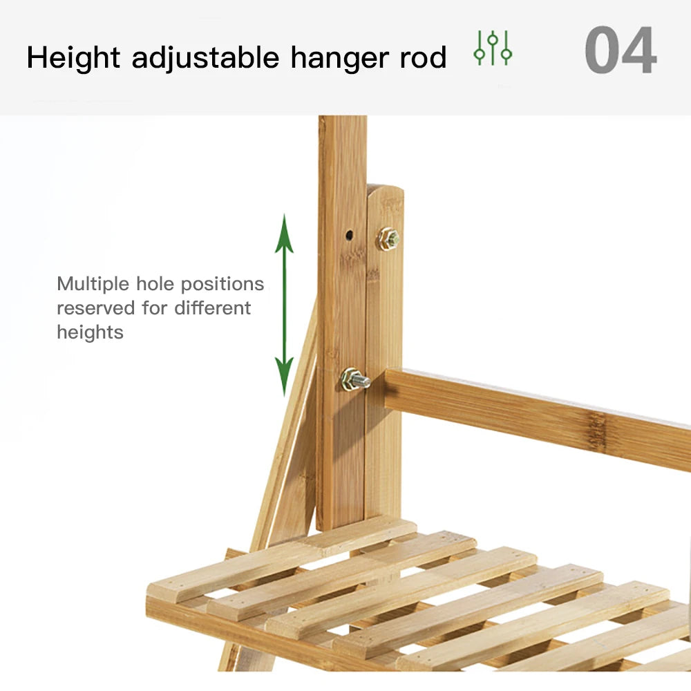 Folding Bamboo Plant Stand 3-Tier Ladder Shelf For Pots