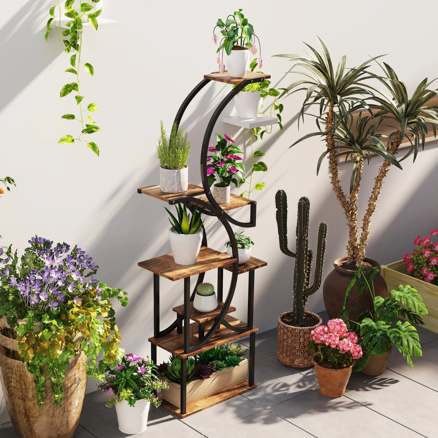 8 Tier Plant Stand Corner Shelf For Indoor Garden Display