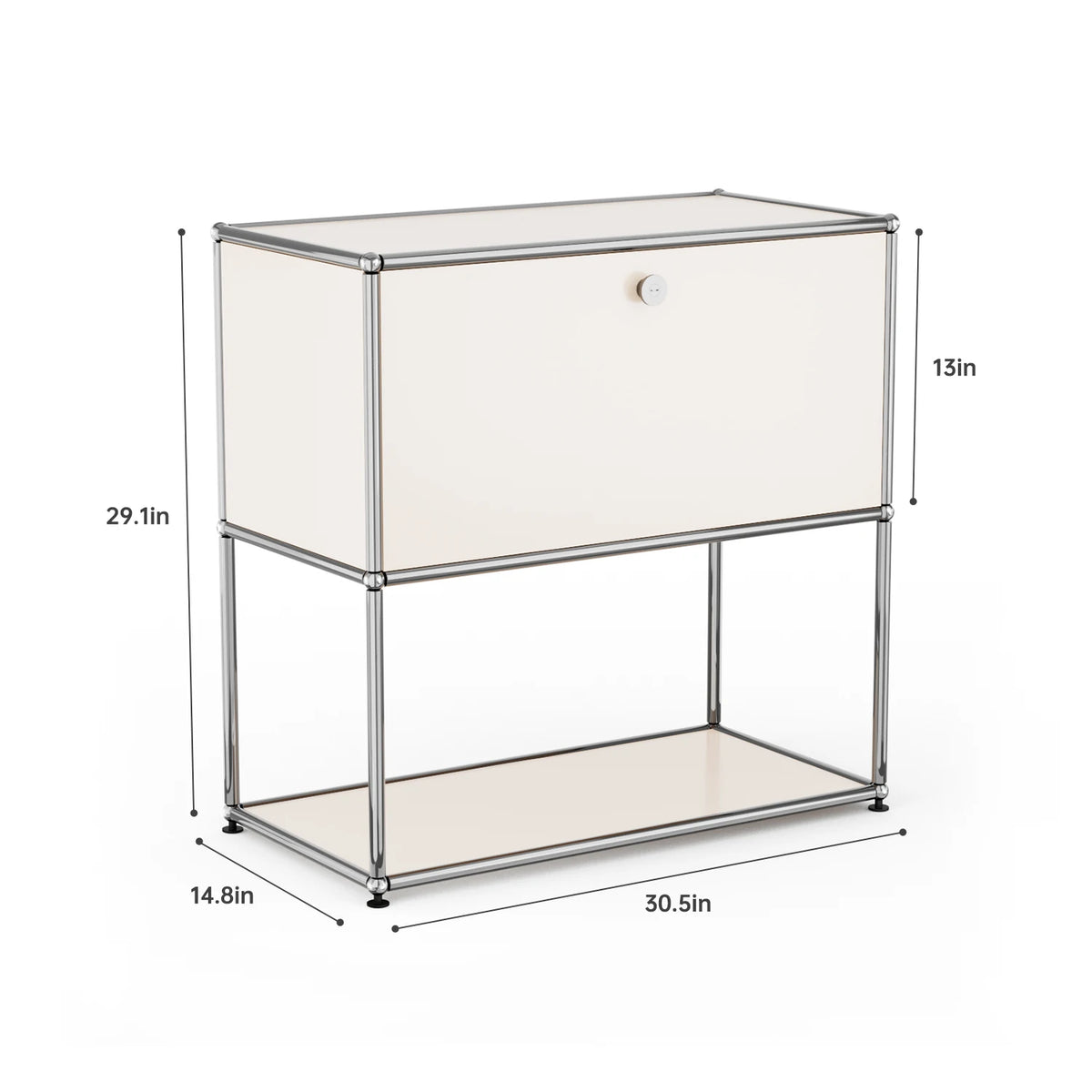 Modern Metal Nightstand With Two Tier Open Storage Bedside Cabinet