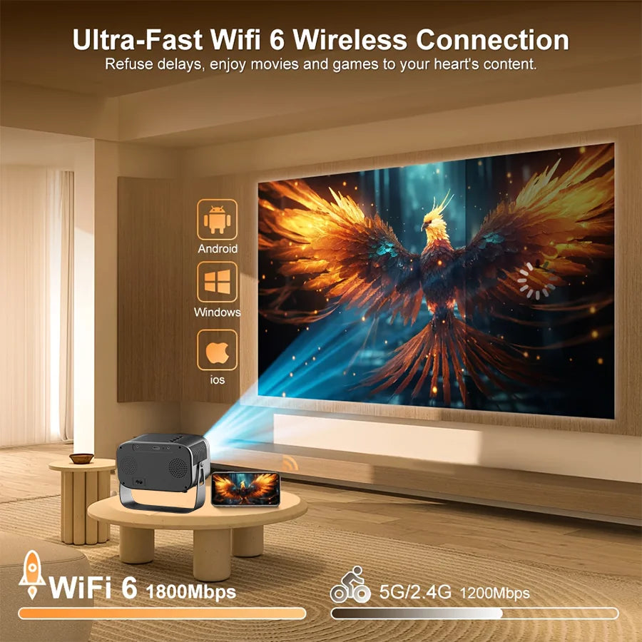 4K Outdoor Projector With WiFi Builtin Speaker And HDMI BT