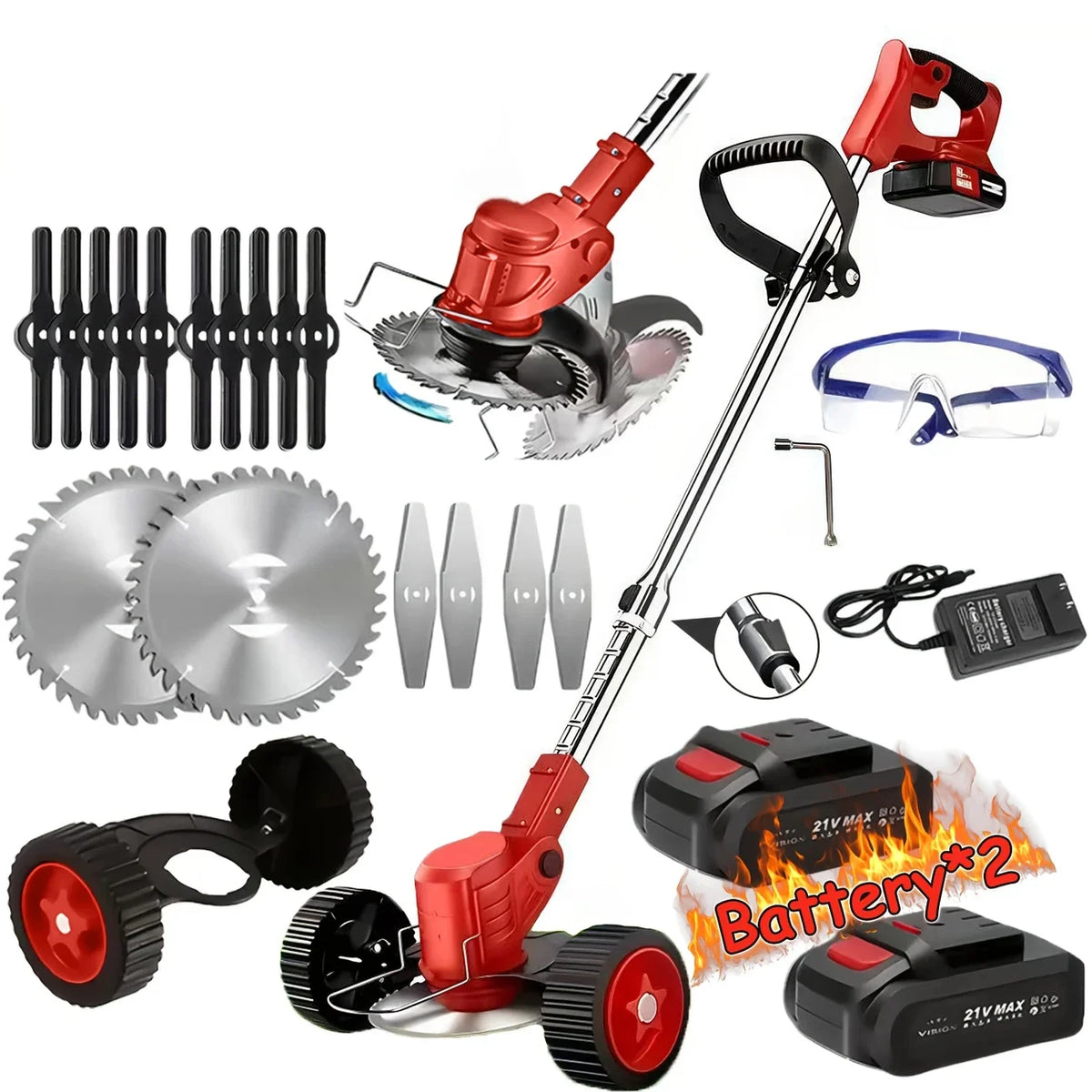 Cordless Lawn Trimmer Weed Cutter And Grass Edger With Battery