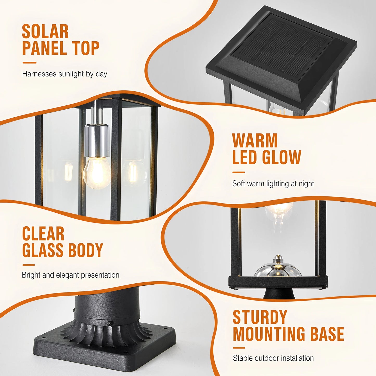 ARLGSITE Solar Post LED Light Dusk To Dawn Pier Mount