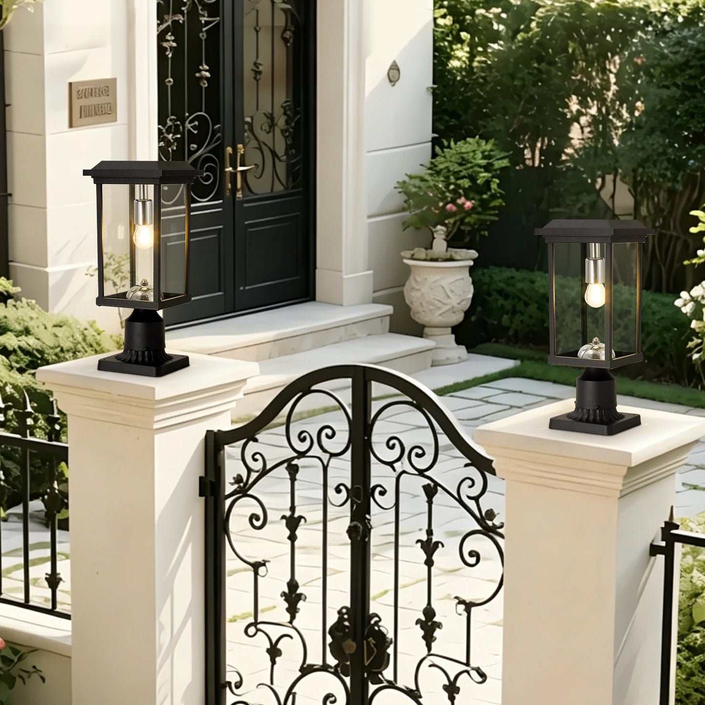 ARLGSITE Solar Post LED Light Dusk To Dawn Pier Mount