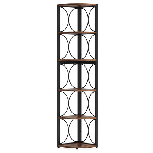 Tribesigns 6 Tier Tall Corner Shelf Rustic Standing Storage
