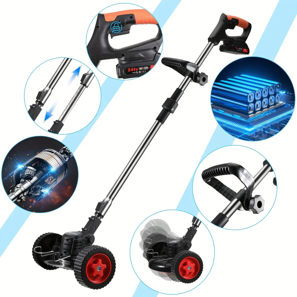 Cordless Lawn Trimmer Weed Cutter And Grass Edger With Battery