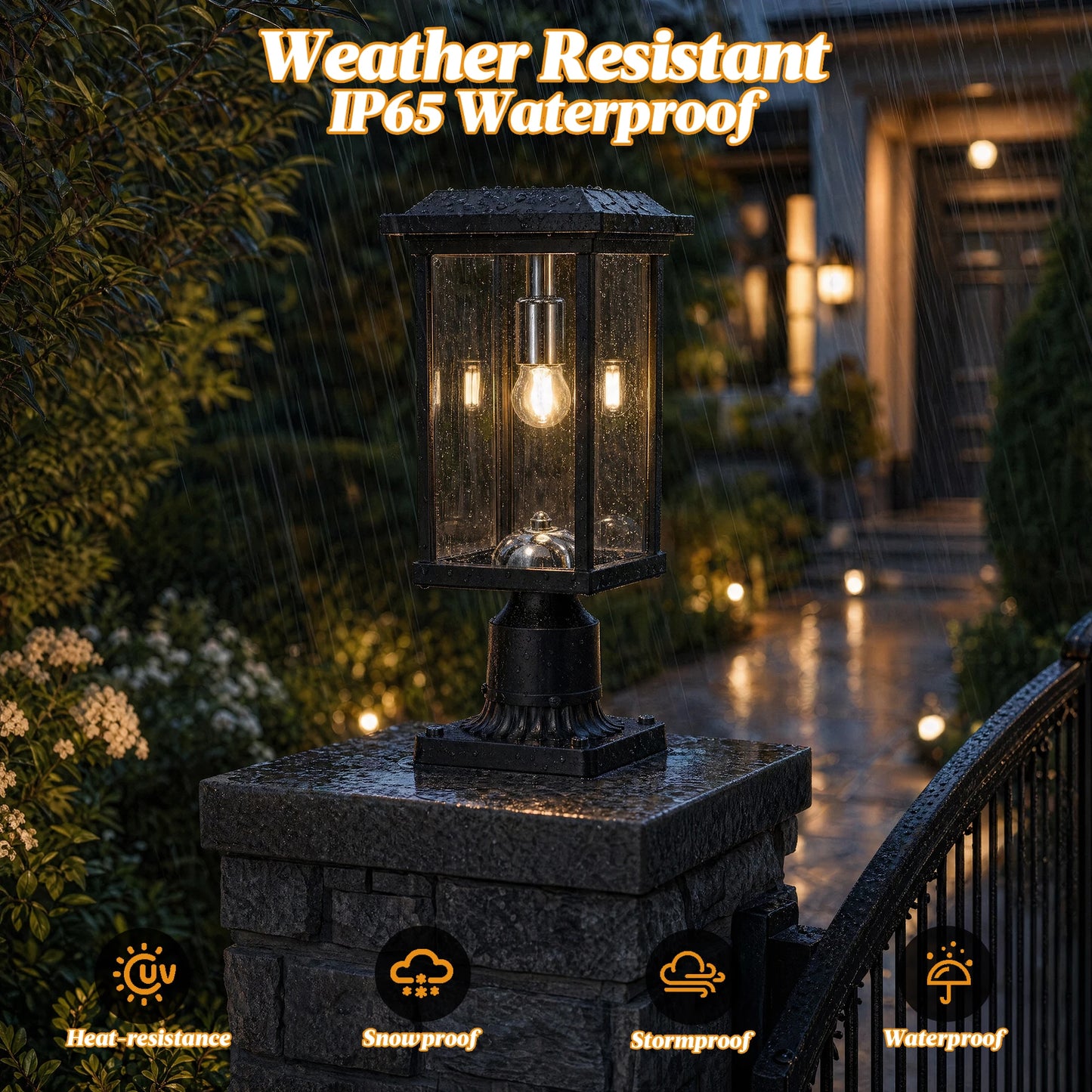 ARLGSITE Solar Post LED Light Outdoor Dusk To Dawn Lamp