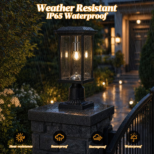 ARLGSITE Solar Post LED Light Outdoor Dusk To Dawn Lamp