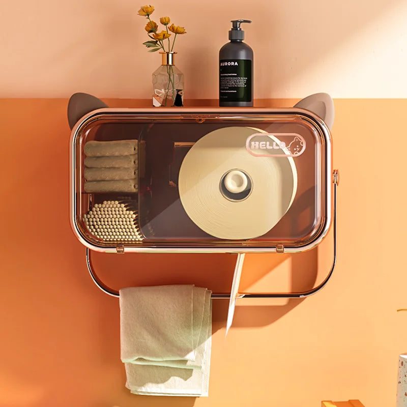 Waterproof Wall Mounted Toilet Paper Holder And Tissue Box