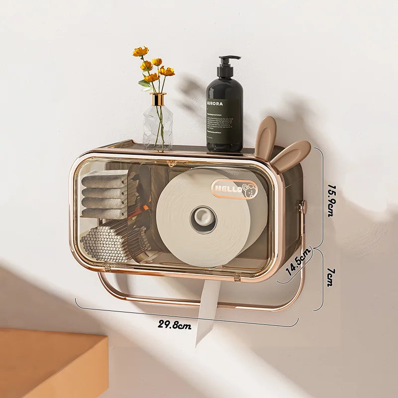 Waterproof Wall Mounted Toilet Paper Holder And Tissue Box