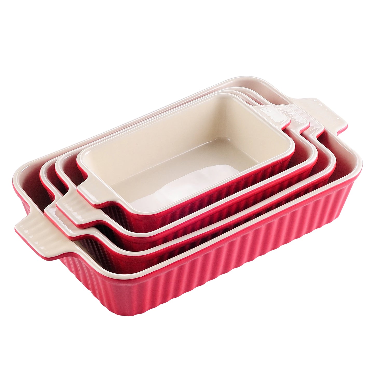 MALACASA 4 Piece Ceramic Baking Dish Set With Handles