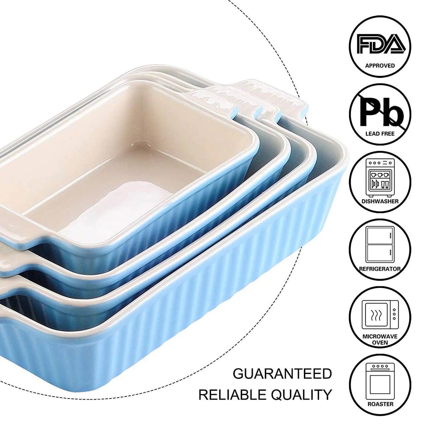 MALACASA 4 Piece Ceramic Baking Dish Set With Handles