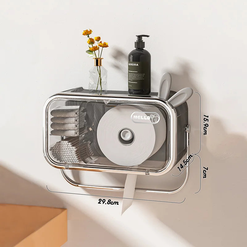 Waterproof Wall Mounted Toilet Paper Holder And Tissue Box
