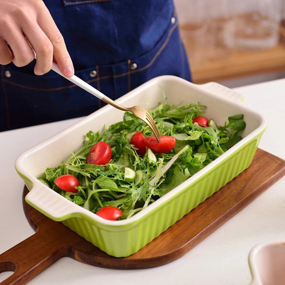 MALACASA 4 Piece Ceramic Baking Dish Set With Handles