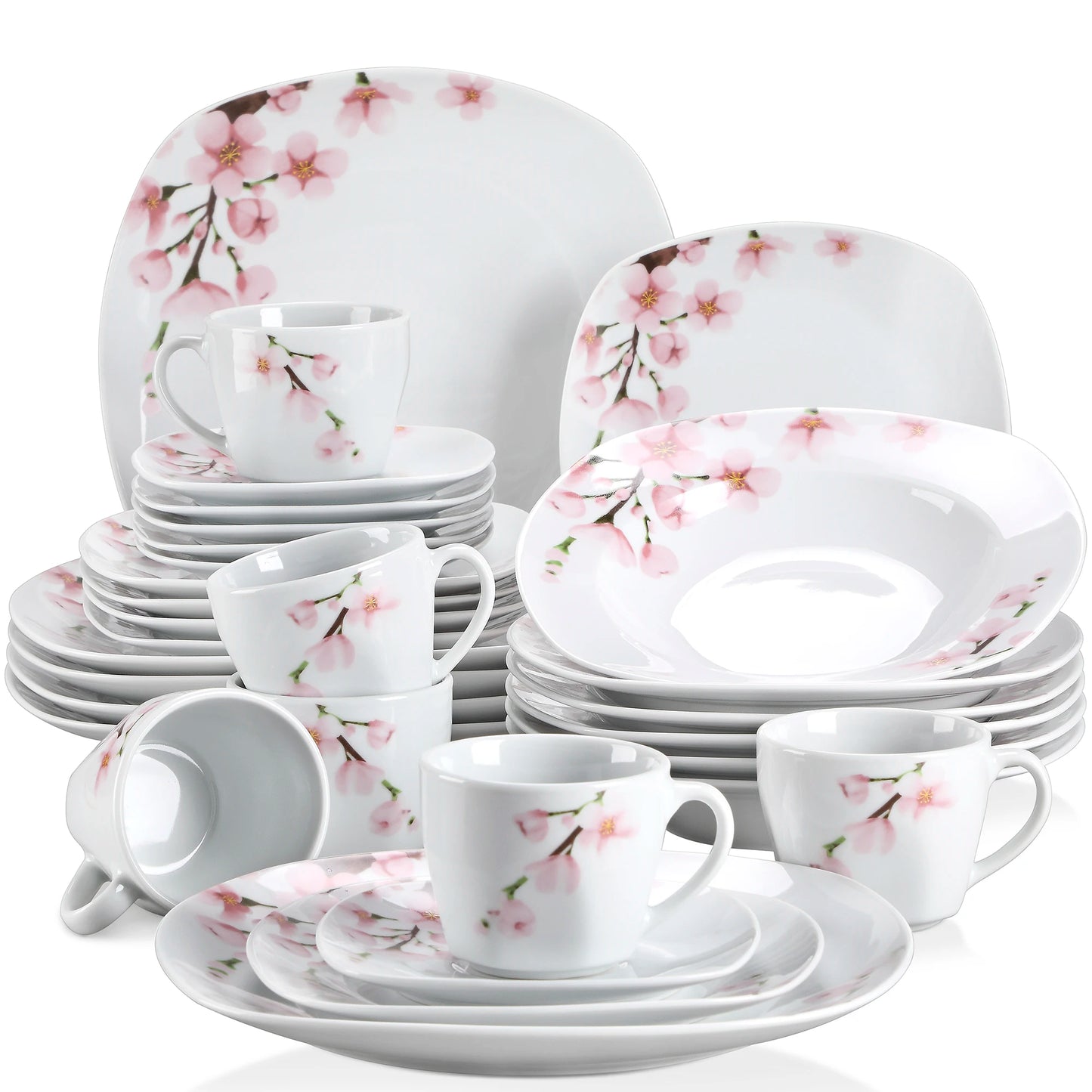 Veweet Annie Porcelain Dinnerware Set With Plates Cups Saucers