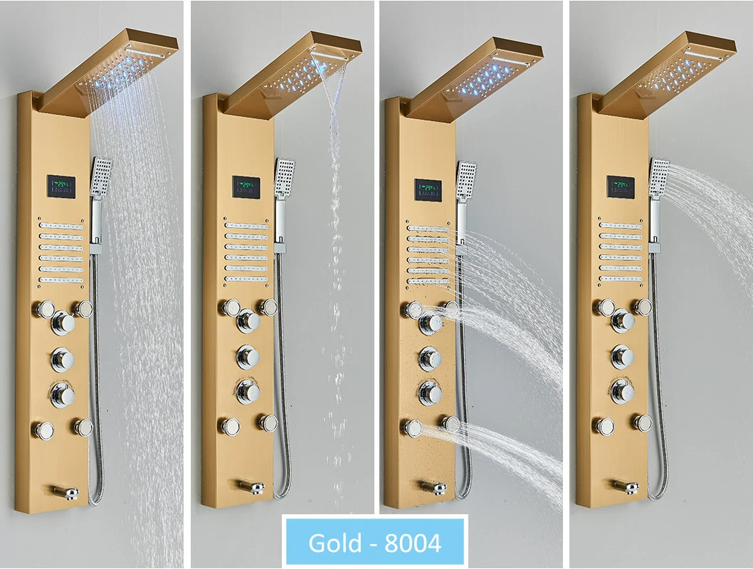 Quyanre Led Shower Panel Tower System With Rainfall Massage Spa
