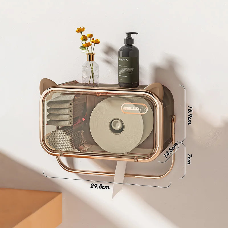 Waterproof Wall Mounted Toilet Paper Holder And Tissue Box