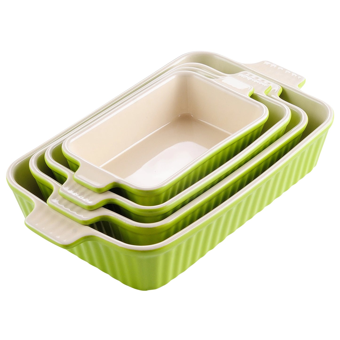 MALACASA 4 Piece Ceramic Baking Dish Set With Handles