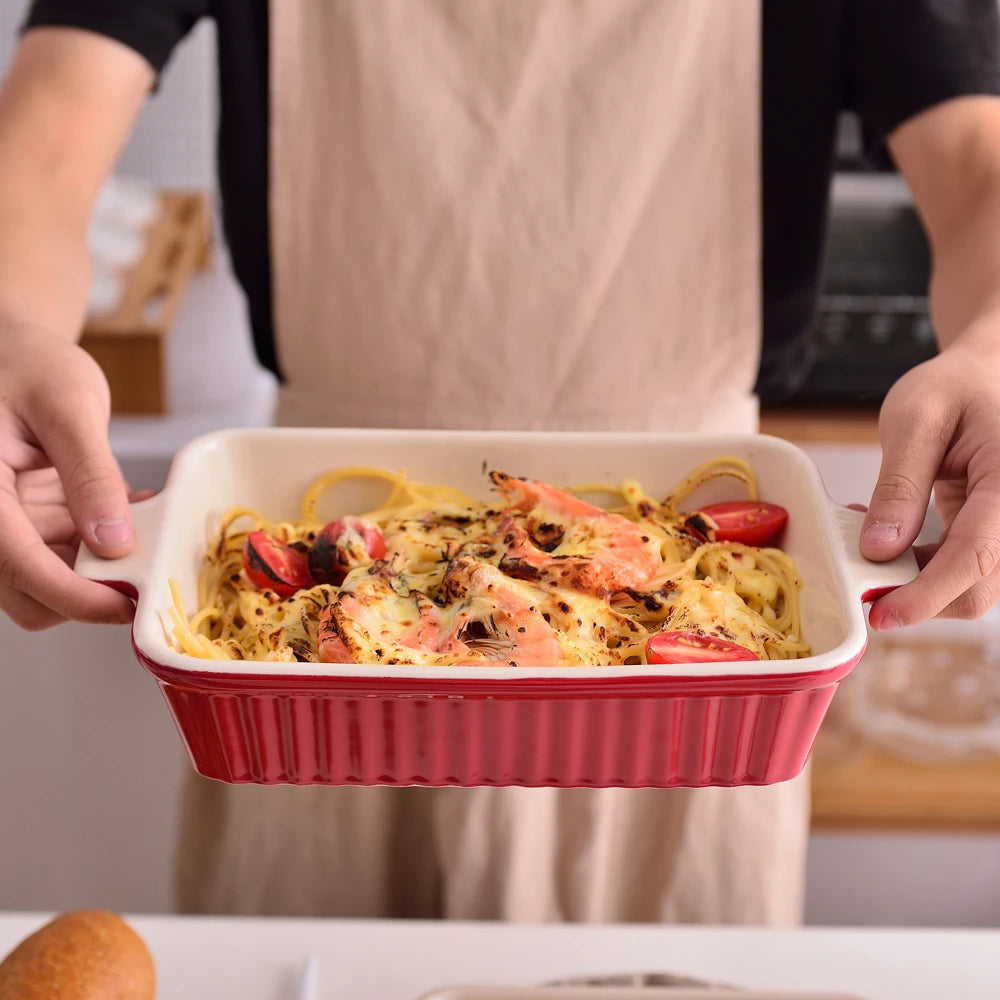 MALACASA 4 Piece Ceramic Baking Dish Set With Handles