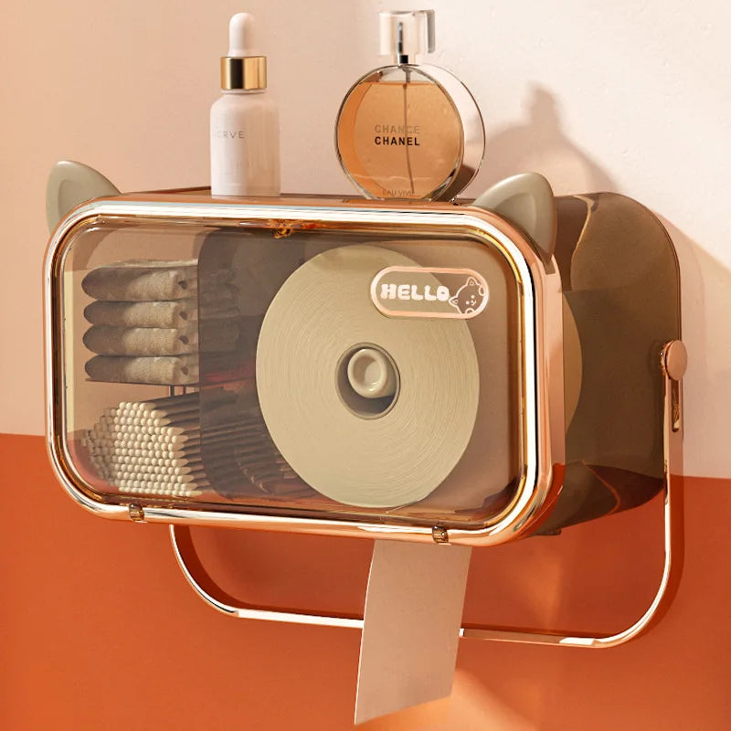Waterproof Wall Mounted Toilet Paper Holder And Tissue Box