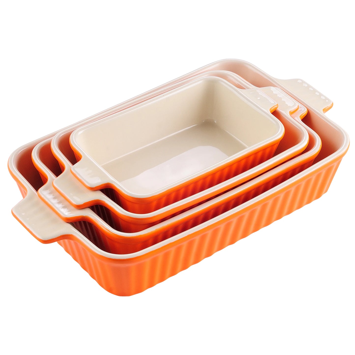 MALACASA 4 Piece Ceramic Baking Dish Set With Handles
