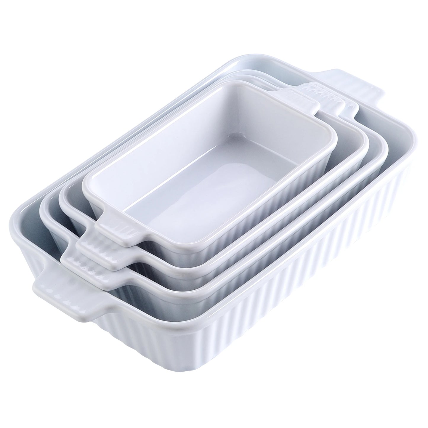 MALACASA 4 Piece Ceramic Baking Dish Set With Handles