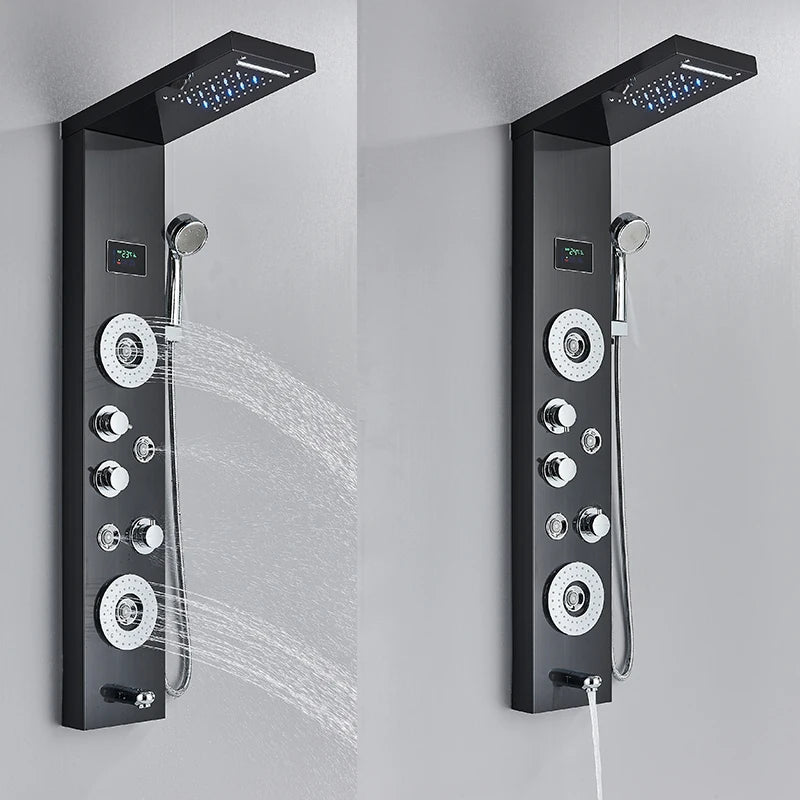 Quyanre Led Shower Panel Tower System With Rainfall Massage Spa