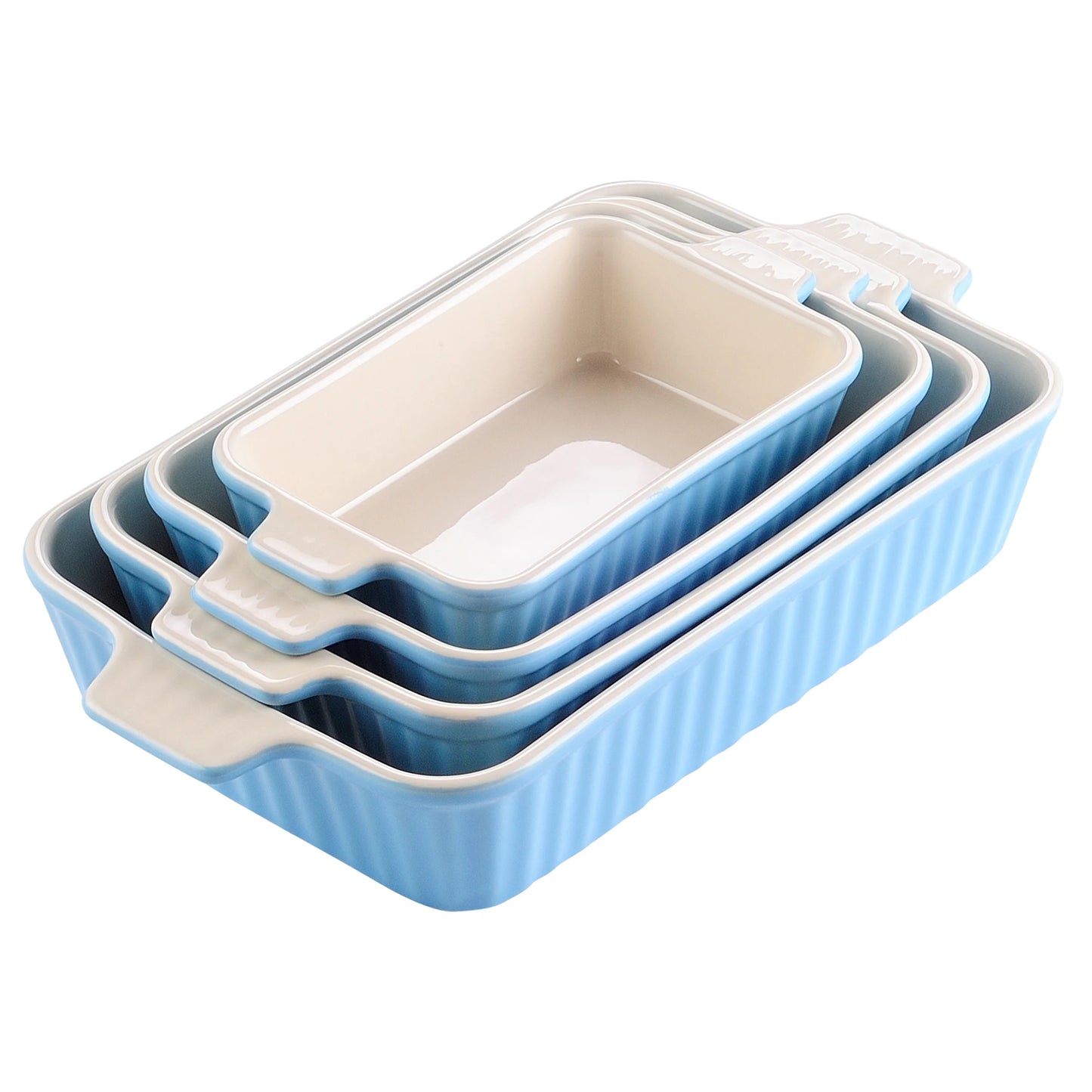 MALACASA 4 Piece Ceramic Baking Dish Set With Handles