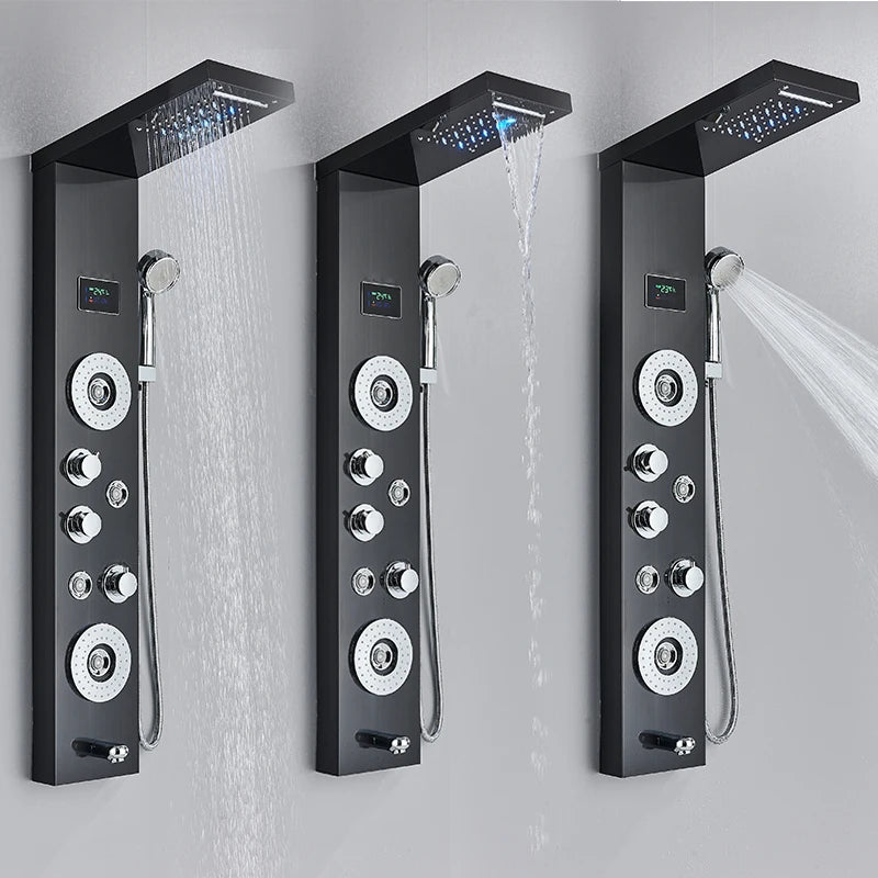 Quyanre Led Shower Panel Tower System With Rainfall Massage Spa