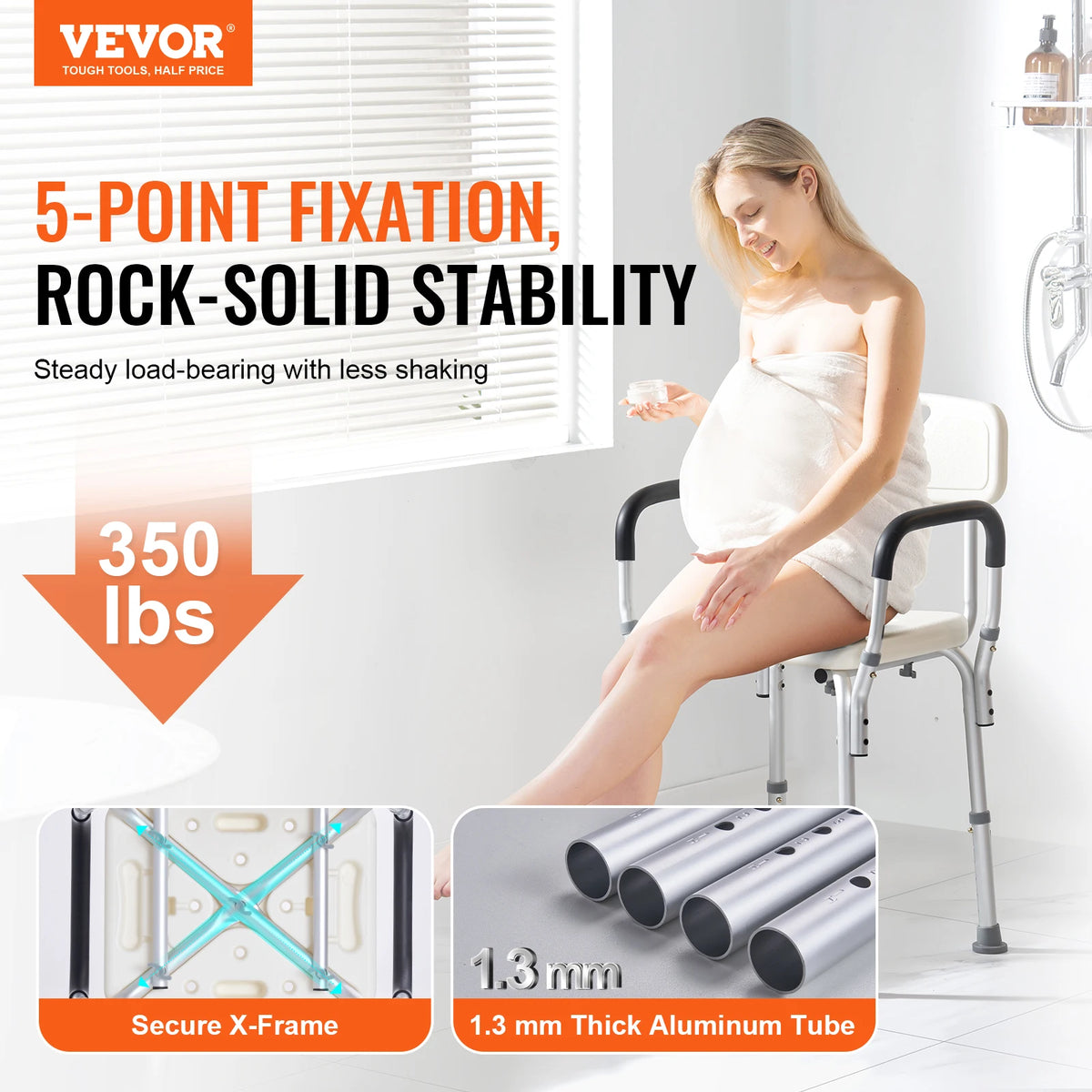 SucceBuy Adjustable Height Shower Chair With Non Slip Bathtub Bench