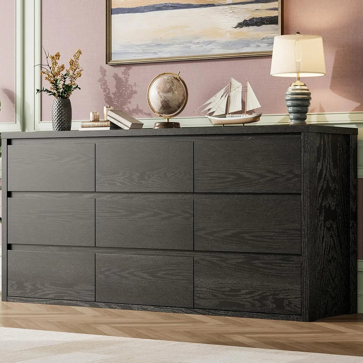 Acekool Modern Wood Nine Drawer Bedroom Storage Dresser